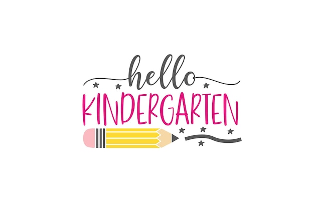 A colorful poster with a pencil and the word kindergarten.