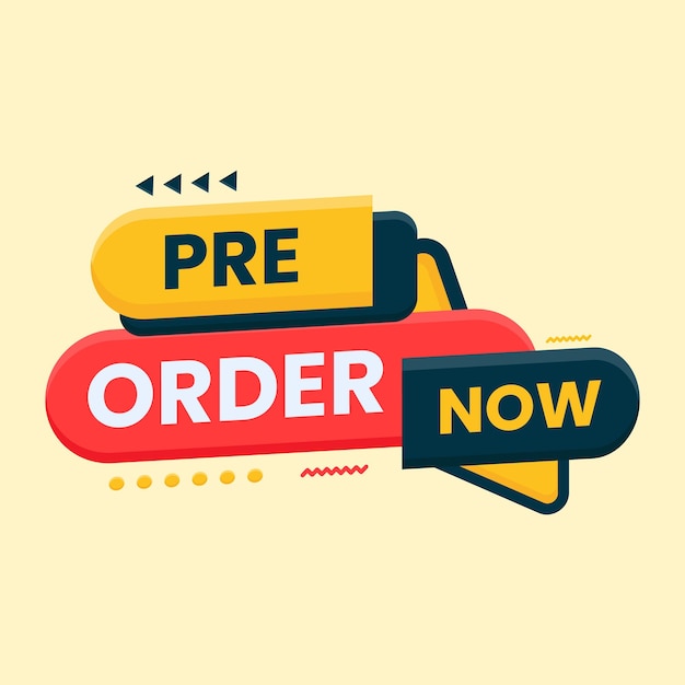 colorful pre order now label