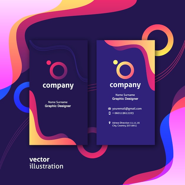 Colorful presentation cards with liquid shapes