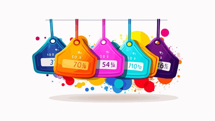 Vector colorful price tag mix icon vector isolated on white background
