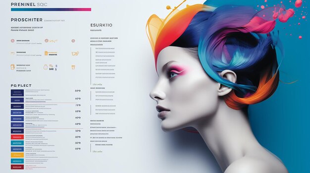 Colorful product spec sheet design realistic detailed portrait