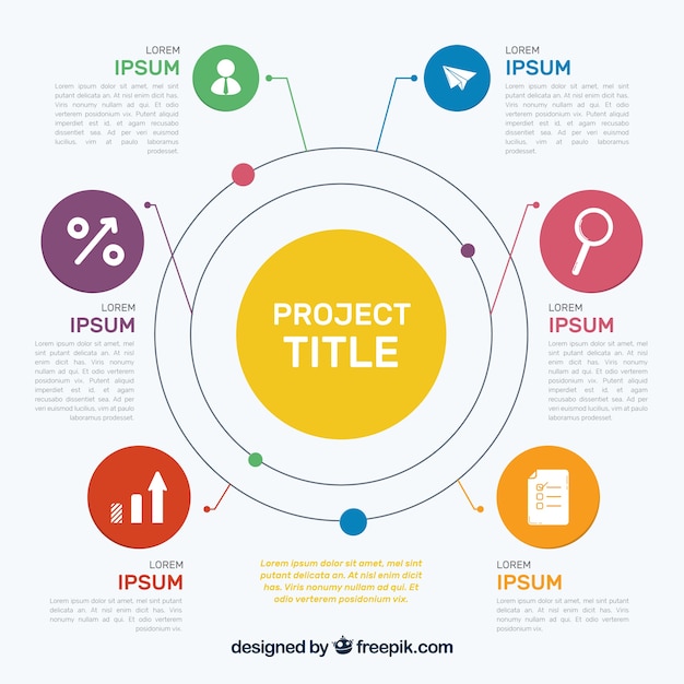 Vector colorful project scheme with circ