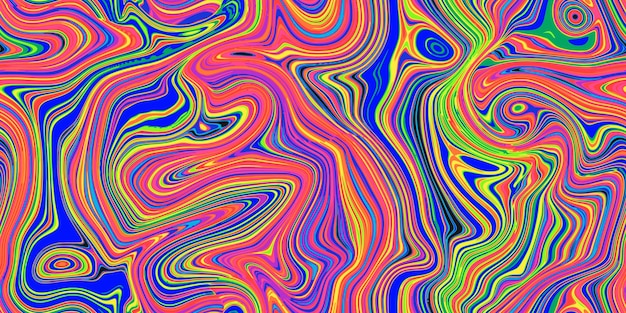 Vector colorful psychedelic seamless marble pattern with hallucination swirls