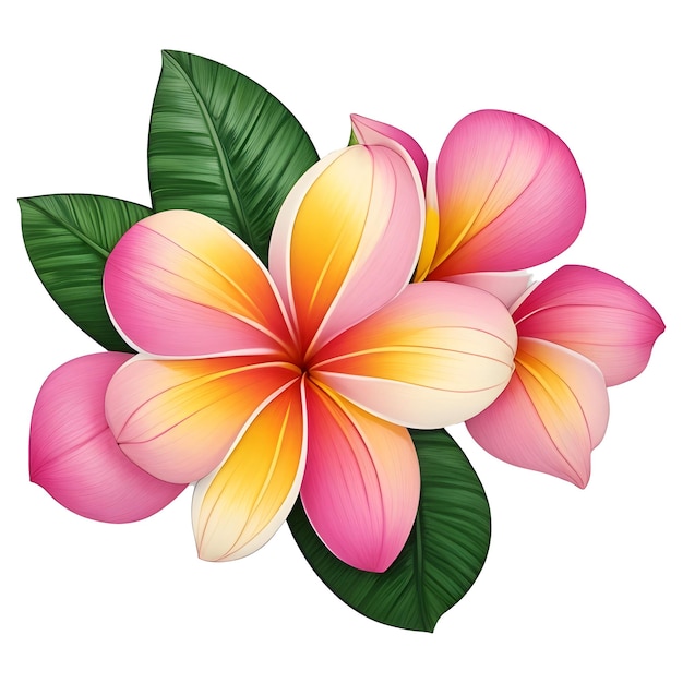 Vector colorful pulmeria or frangipani flowers