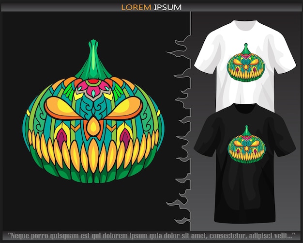 Colorful Pumpkin head mandala arts isolated on black and white t shirt