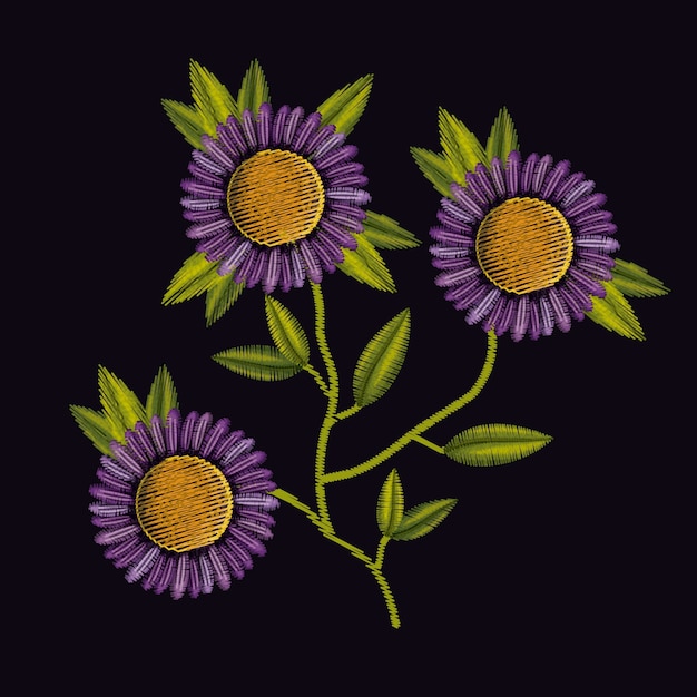 Colorful purple daisy flowers