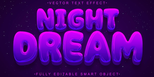 Vector colorful purple night dream vector fully editable smart object text effect