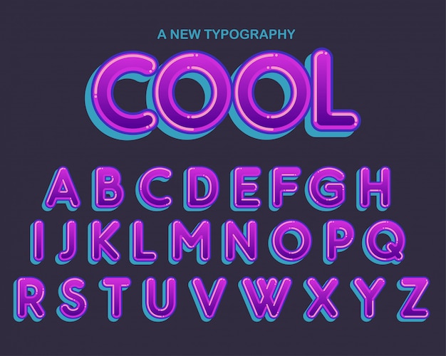 Вектор Красочный фиолетовый округлый дизайн типографика
