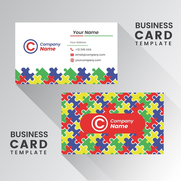 Colorful puzzle corporate business card, name card template