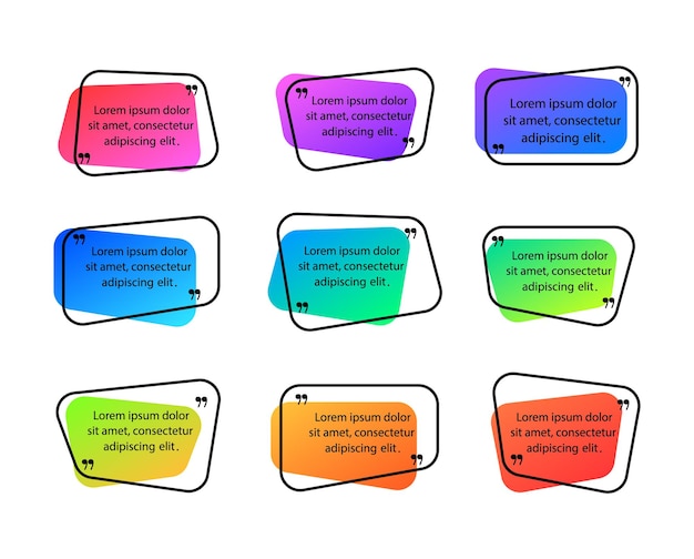 Colorful quote frames with quotation marks For text