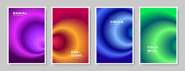 Colorful radial gardient background template copy space set for poster banner cover or magazine