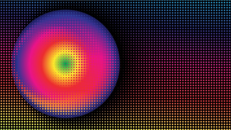 Vector colorful radial halftone background design template abstract dots pattern illustration rainbow multicolor gradient