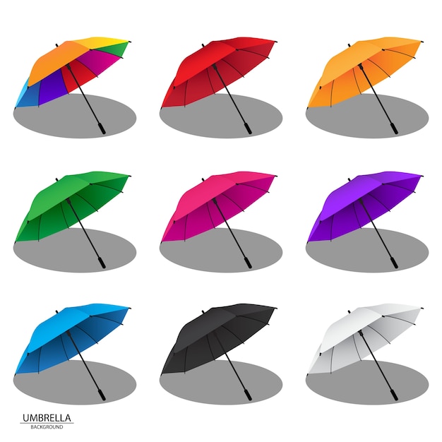 Colorful rain umbrella design vector illustrations