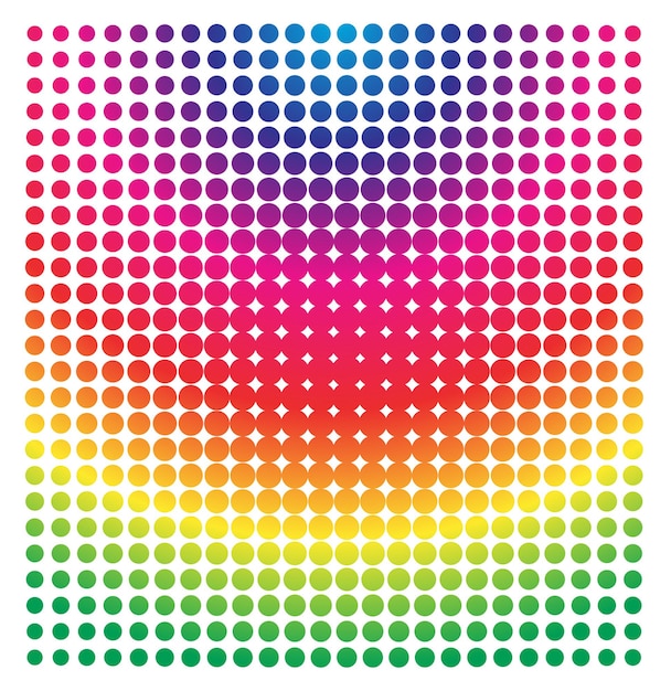 Colorful Rainbow Circle in Halftone Halftone Dot Pattern Vector Illustration