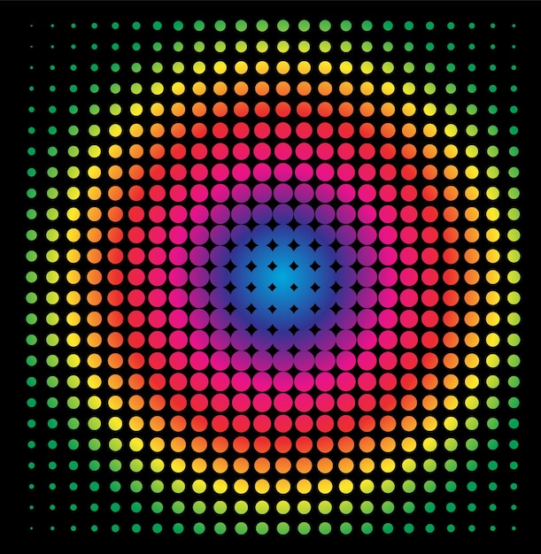 Colorful rainbow circle in halftone halftone dot pattern vector illustration