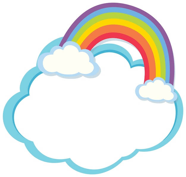 Vector colorful rainbow and clouds frame