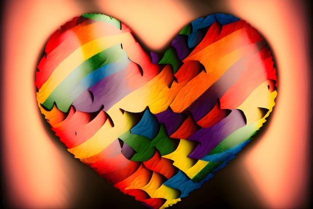 Vector colorful rainbow heart filled with geometric figures