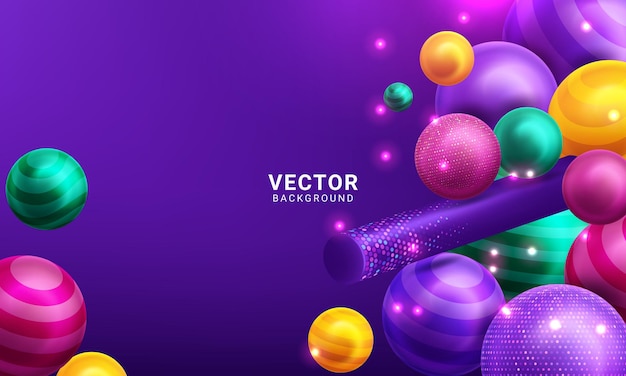 Vector colorful rainbow matte balls in different sizes