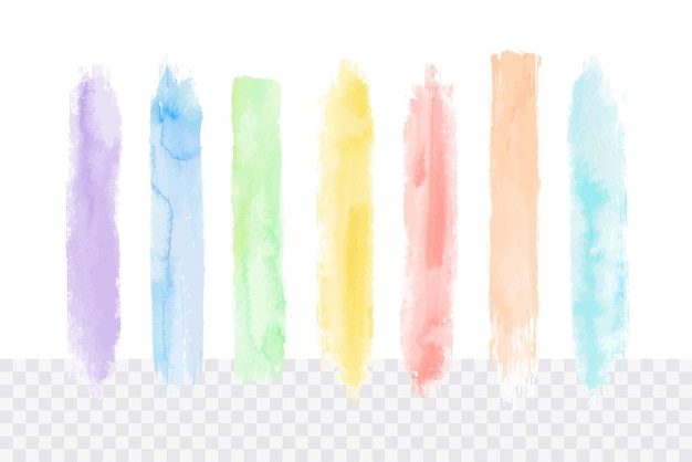 Vector colorful rainbow watercolor brush stroke set