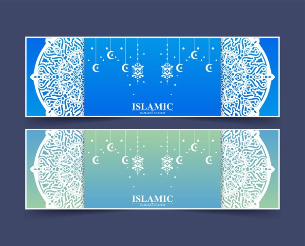 Vettore template di carte di ramadan kareem colorate