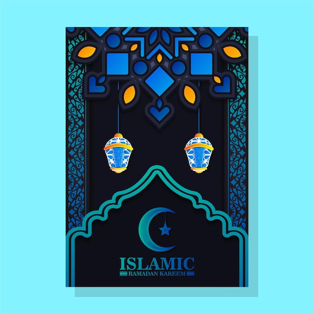 Colorful ramadan kareem islamic poster