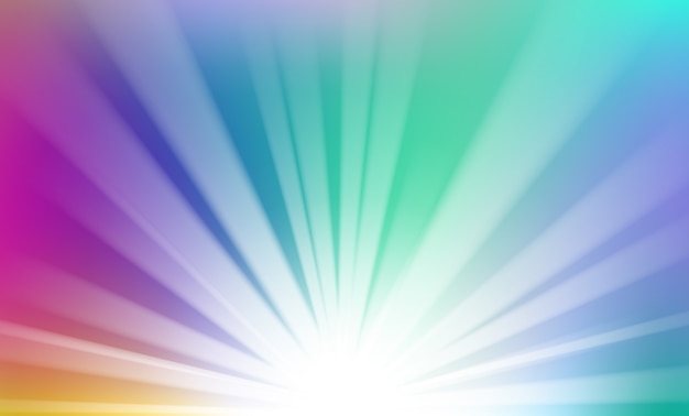 Vector colorful rays rising from horizon background