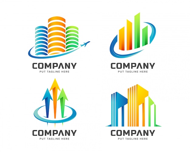Colorful real estate logo set collection
