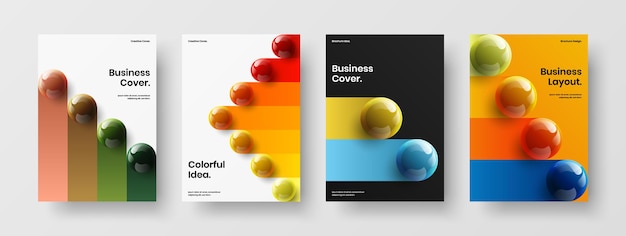 Colorful realistic balls corporate brochure illustration bundle