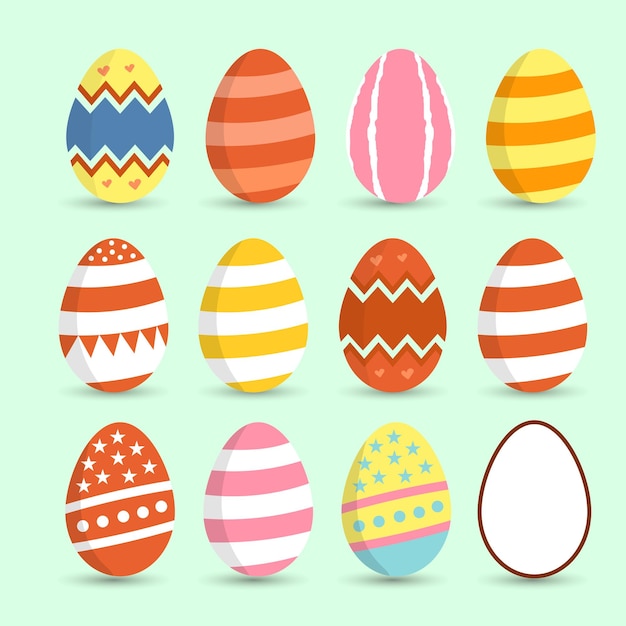 Vector colorful realistic easter eggs with various geometric and herbal