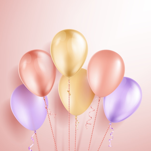 Colorful realistic helium balloons