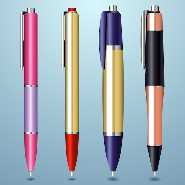 Colorful realistic pen collection