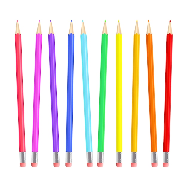 Colorful realistic pencils set