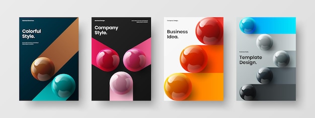 Набор шаблонов корпоративной брошюры с красочными реалистичными сферами