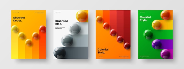 Colorful realistic spheres cover concept set