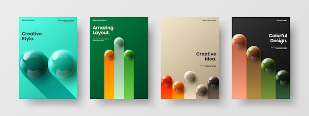 Colorful realistic spheres flyer concept composition