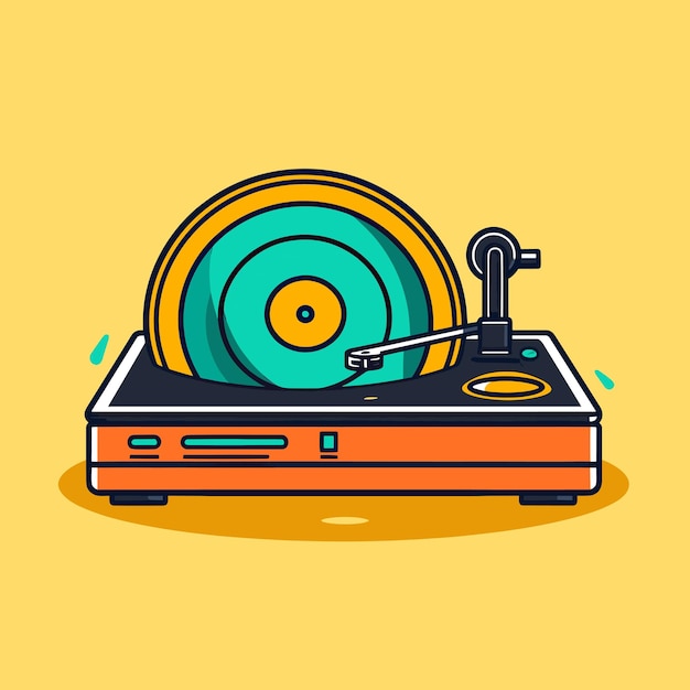 A colorful record album with a record player and a record on it.