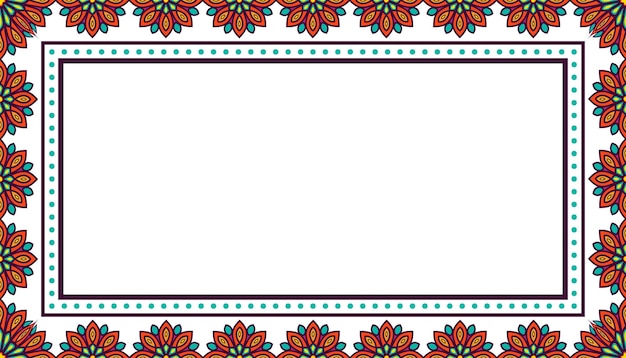 カラフルな長方形の曼荼羅装飾フレーム ビンテージ装飾要素装飾的な花