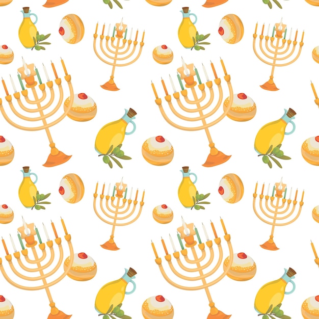 Colorful repetitive pattern background for the Jewish festival of Hanukkah, made of simple vectors