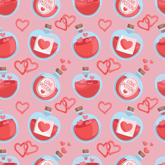 Colorful repetitive pattern background of love and relationship, Valentine's day love potions