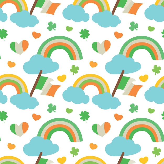 Colorful repetitive pattern background made of Saint Patrick's Day celebration themed illustrations