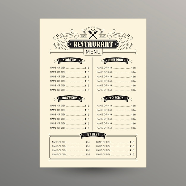 Colorful restaurant menu template