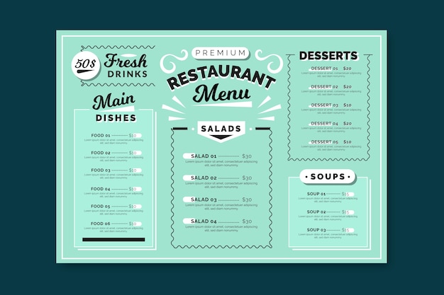 colorful restaurant menu template