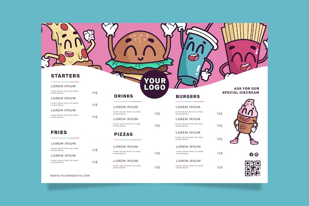 Colorful restaurant menu template