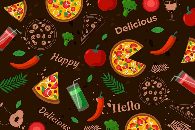 Colorful restaurant mural wallpaper