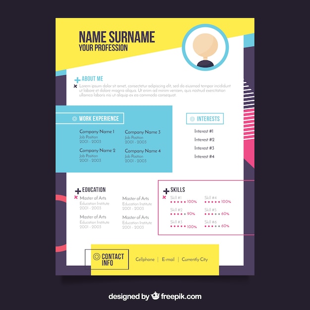 Vector colorful resume template