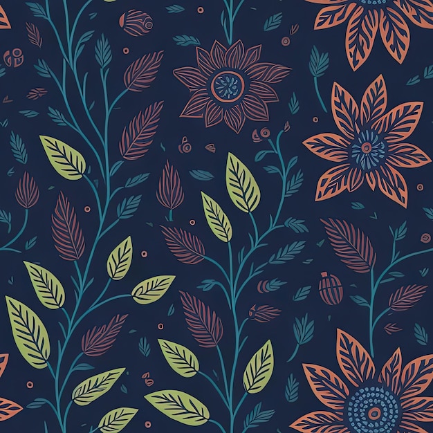 Colorful Retro Floral Patterns Seamless Vector Design