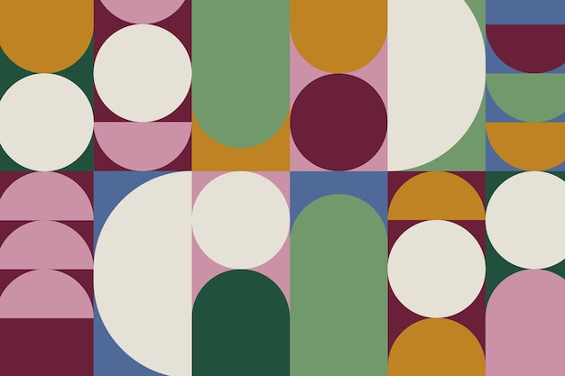 Colorful retro geometric pattern vector with circle shapes