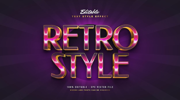 Colorful retro and gold text style with 3d effect. editable text style effect