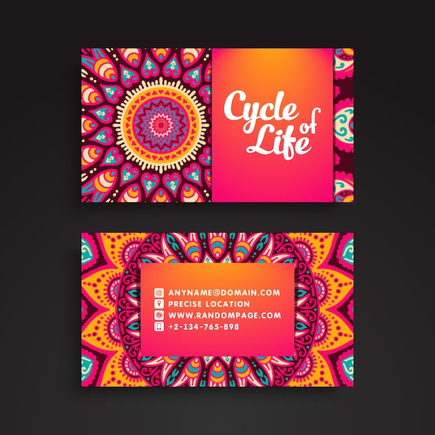 Vector colorful retro mandala business card