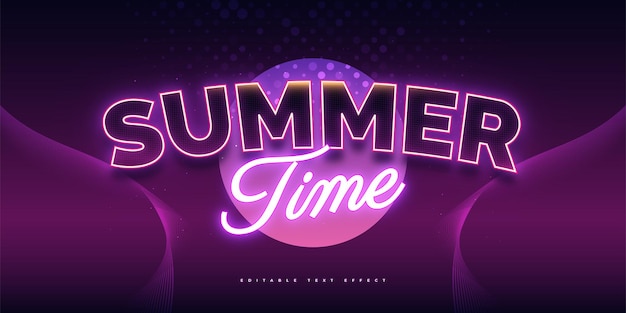 Colorful Retro Text Style and Glowing Neon Effect Summer Time Text Style